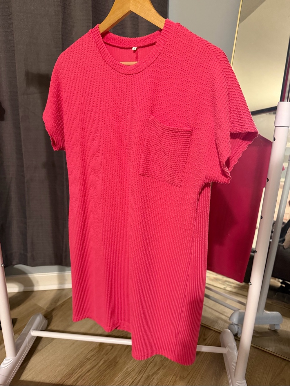 Women’s Pocket T-Shirt Mini Dress — Pink